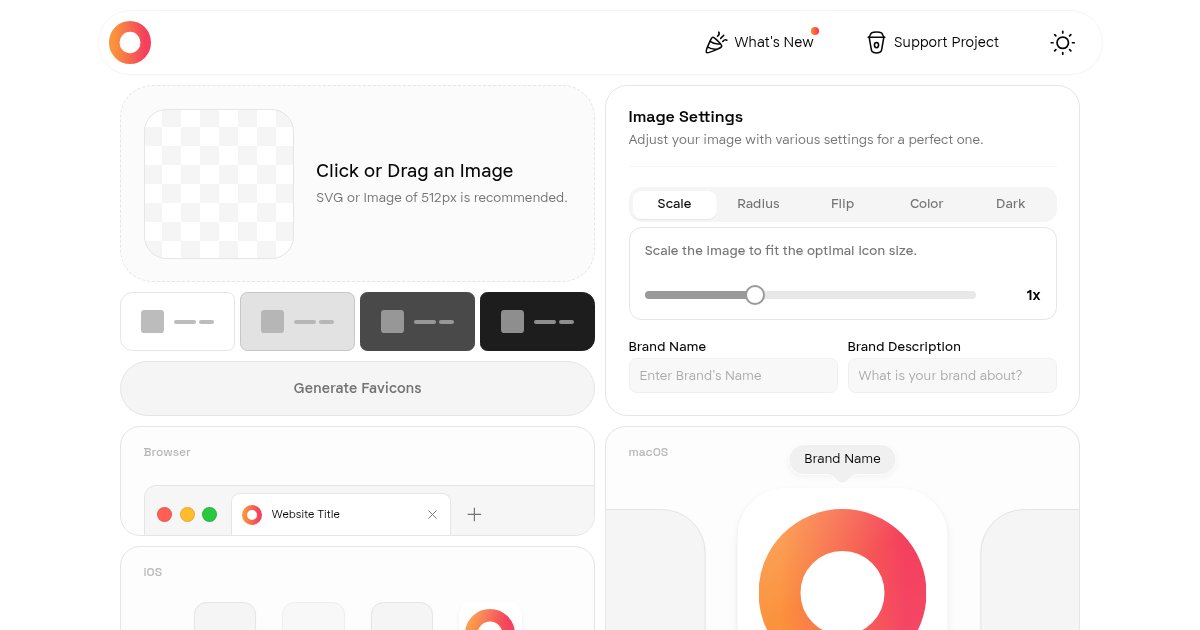 A modern favicon generator designed for clean UI and quality icon set