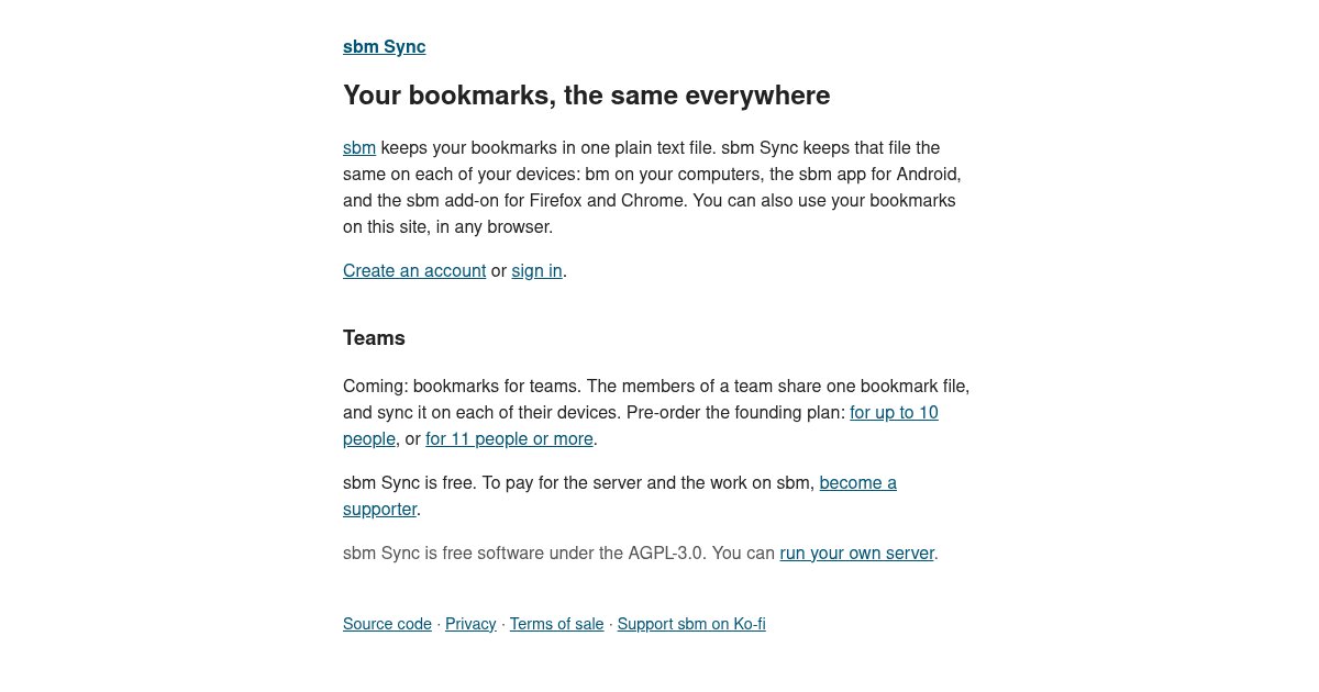 Sbm: plain-text bookmarks synced across terminal, browser, Android