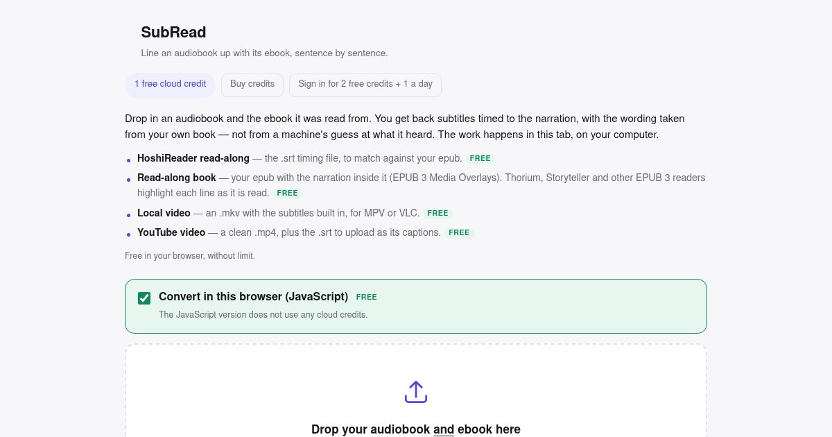 SubRead: line up an audiobook with its eBook, in the browser